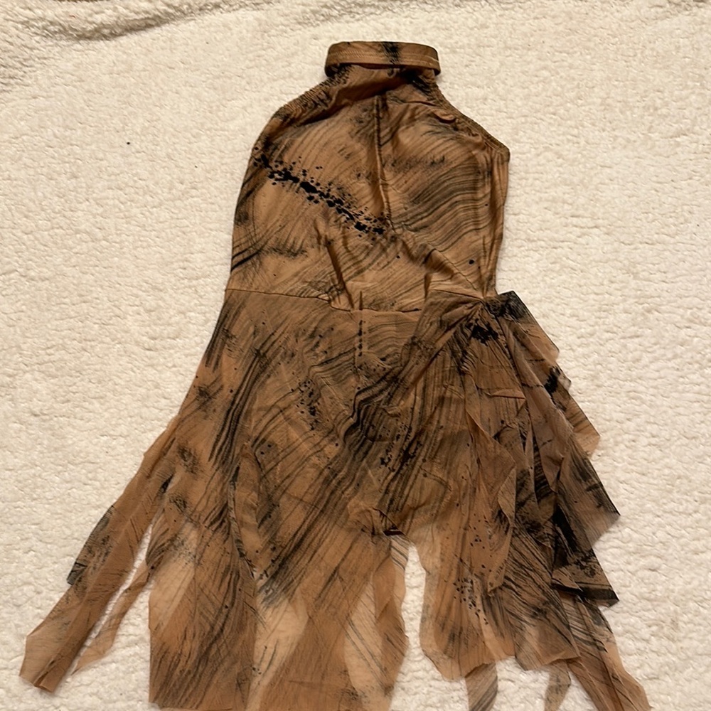 Elegant Brown and Black Halter dance competition costume Dress